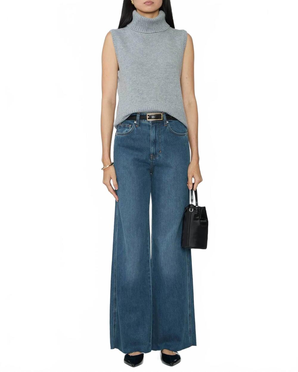 NEW VERONICA BEARD mazzy cashmere shell top in heather grey